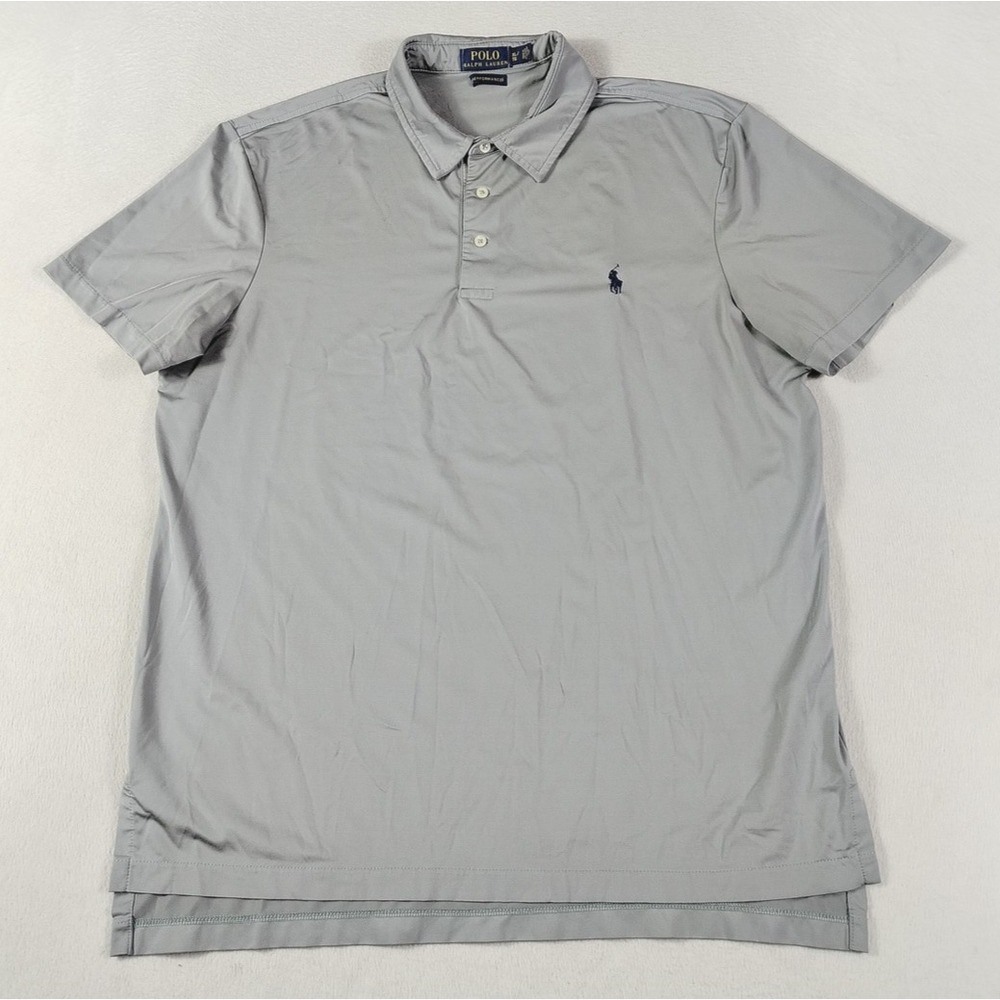Polo Ralph Lauren Performance Polo Shirt Mens XL Gray Solid Golf Stretch Pony